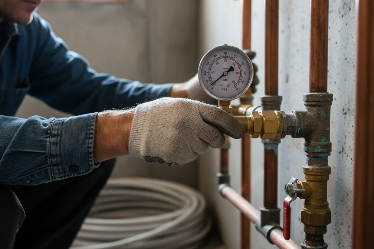 Pressure testing a repaired line during Water Line Repair in Yorktown